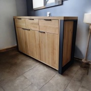 Komoda dębowa 170x45x105 loft, nogi stalowe 