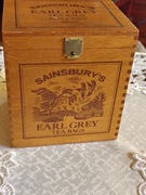 Zabytkowa, drewniana puszka na herbatę - Earl Grey Sainsbury,s