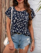 Bluzka elegancka kwiaty kwiatki floral L 