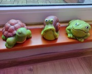 Trzy figurki ceramiczne ślimak żaba żółw ozdoba na ogród hit lata 