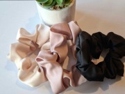 Zestaw 3szt Ręcznie robiona gumka Scrunchie STANDARD – Satyna (3 kolory)