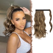 Doczepy treski włosy syntetyczne kucyk 35cm jasny brąz