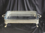 Naczynie do zapiekania szklane - marinex metalowy koszyk retro vintage prl