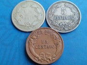 Wenezuela centawo 1876 ,5 centimos 1896, Peru un centavo 1919