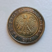 5 zł 2018 nieznaczne przesuniecie stempla