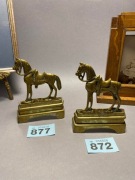 KOŃ w uprzęży. Figura kominkowa z mosiądz + brąz #877