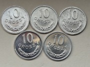 Monety PRL zestaw 10 groszy 5 sztuk stan 1 (1299)