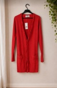 Długi czerwony nowy sweter damski rozmiar s 