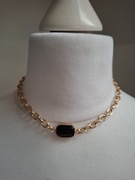 Naszyjnik handmade ze stali nierdzewnej z naturalnych kamieni onyks 