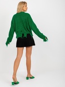 Zielony luźny sweter asymetryczny z dziurami RUE PARIS