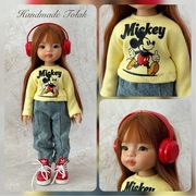 Zestaw 3w1 bluzka,słuchawki,spodnie bojówki dla lalek Paola Reina 32cm