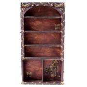 Miniaturowe regały dębowe dla lalek, ciemnobrązowe złote liście szafka