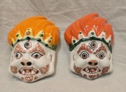 Zestaw 2 porcelanowych maskek z Mongolii
