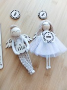 Aniołek magnes, podziękowanie komunia, chrzest świety makrama