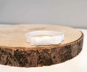 Bransoletka ryps elastyczny kokarda wstążka biała chrzest komunia prezent 