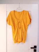 żółta letnia bluzka koszulka damska z krótkim rękawem oversize 40L 38M