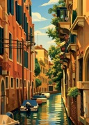 Wenecja - malowniczy widok na kanał - Art Deco 40x60cm
