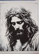 Jezus w Koronie Cierniowej – dramatyczny portret czarno-biały
