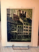 UNIKAT oryginał sygnowana grafika Henryk CZAMAN 1907 Warszawa Stary Rynek