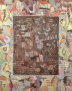 Abstrakcja z polem czarnym i zielonym 1400 zł