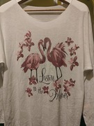 Bluzka damska elegancka sweterkowa mgiełka- Różowe FLAMINGI roz.48