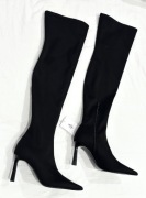Stradivarius czarne skarpetowe kozaki wysokie szpilka szpic neopren NOWE 40