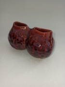 Ceramiczna ikebana wazon podwójny vintage PRL flakon organiczny modernizm 