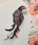 Papuga papużka ptak broszka 