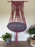 Legowisko dla kota z poduszką - wiszące ozdoba ścienna - handmade - makrama