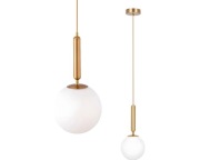 Klasyczna szklana lampa wisząca kula, biały mat, regulowana wys., E27