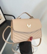 Torebka Damska Khaki Z Kokardą Skórzana Torba Na Ramię Elegancka
