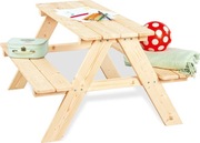 Drewaniana ławka i stół dla dzieci do ogrodu Pinolino