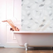 Zaslona prysznicowa winylowa z motywem lisci 100x240cm