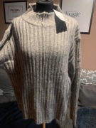 ZARA sweter tunika oversize z półgolfem z wełną gruby duży wzory