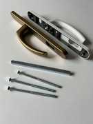 Klamka dwustronna drzwiowa drzwi balkonu długi szyld biała / złota 92mm 