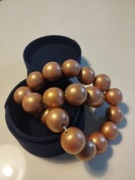 Duże korale drewniane, łososiowe 