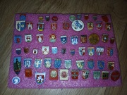 Zestaw odznak - herby miast, heraldyka, kolekcja, wpinka, przypinka 