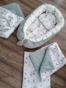 Zestaw Premium 5el kokon, kołderka, podusia, rożek i Miś