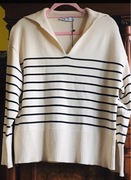 ZARA sweter w paski oversize z kołnierzem wiskoza M