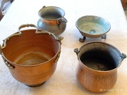 Zestaw 4 starych miedzianych kociołków osłonek na doniczki 