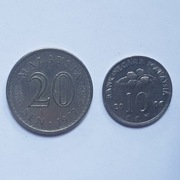 Monety, Malezja 20 senów 1977, 10 senów 2006