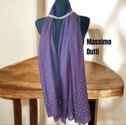 Duża chusta szal szalik narzutka apaszka Massimo Dutti fioletowa perły