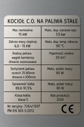 Tabliczka znamionowa na piec / kocioł - 5 klasa zamiennik