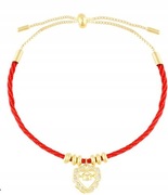 Bransoletka serduszko z cyrkoniami, czerwona