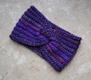 Opaska wełniana jesienna zimowa fioletowa kolorowa