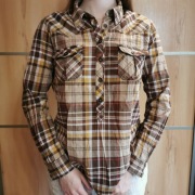 Koszula brązowa w kratkę długi rękaw vintage Takko