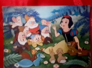 pocztówka stereoskopowa trójwymiarowa PRL Snow White Walt Disney