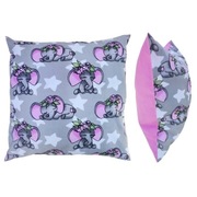 Poszewka 40x40 cm Słoniki z różowymi uszkami - Bawełna