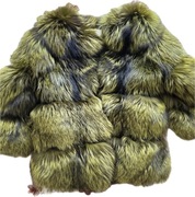 Piękne futro z lisów lisa zielono-czarne Twenty Fall r.XS/S 34/36