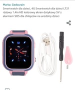 Smartwatch 4G różowo grafitowy Gedourian